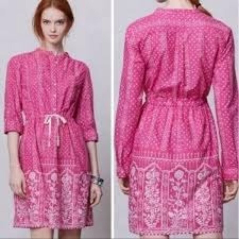 Anthropologie | Meadow Rue Pink Anila Shirtdress, size 0, pockets